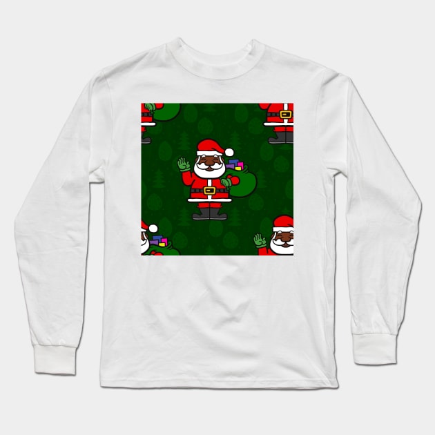 african santa claus christmas tree gifts Long Sleeve T-Shirt by gossiprag